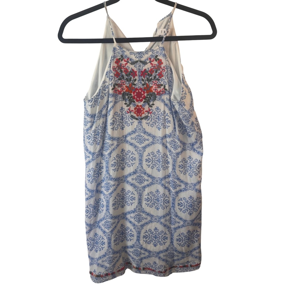 THML Tank Top‎ Boho Embroidered Medallion S White Blue Women